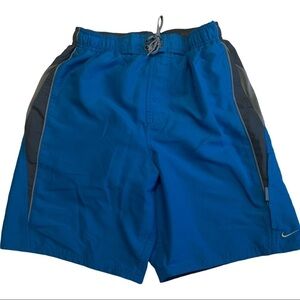 NIKE Blue Swoosh Mesh Lined Summer Vacation Lightweight Swim Suit Trunks…